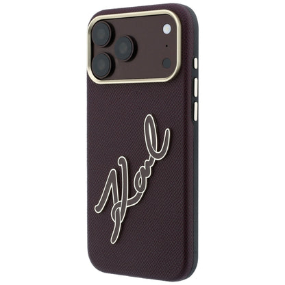 Maska za Apple iPhone 18 Pro / 17 Pro, Karl Lagerfeld, Smooth Big Resin Signature Logo, Bordo
