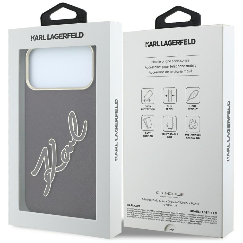 Maska za Apple iPhone 18 Pro / 17 Pro, Karl Lagerfeld, Smooth Big Resin Signature Logo, Bordo