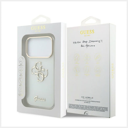 Maska za Apple iPhone 18 Pro, Guess, IML 4G Metal Script, Bijela
