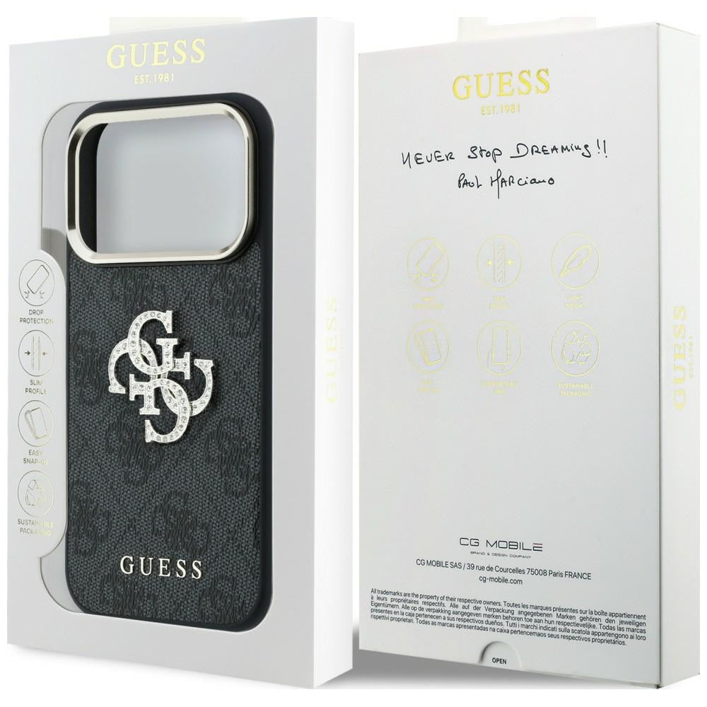 Maska za Apple iPhone 18 Pro Max / 17 Pro Max, Guess, 4G Big Strass Logo, Crna