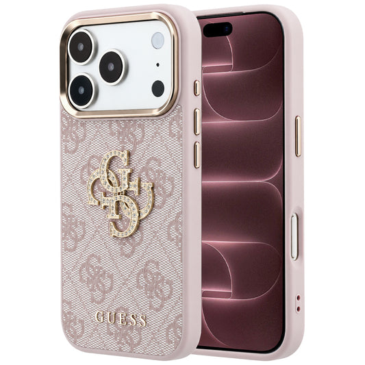Maska za Apple iPhone 18 Pro Max / 17 Pro Max, Guess, 4G Big Strass Logo, Roza