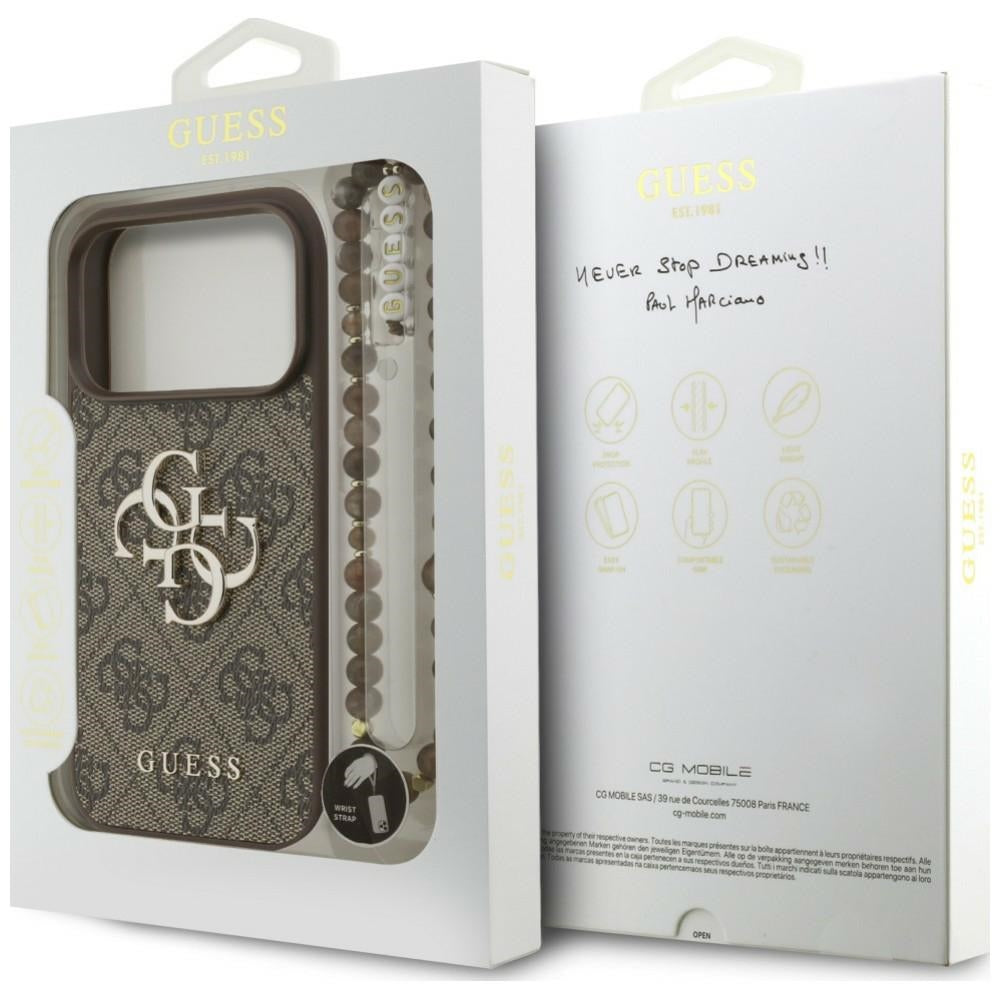 Maska za Apple iPhone 18 Pro Max / 17 Pro Max, Guess, 4G Classic Logo s remenom, Smeđa