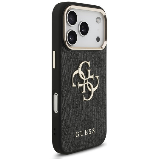 Maska za Apple iPhone 18 Pro Max / 17 Pro Max, Guess, 4G Classic Logo s remenom, Crno Zlatna