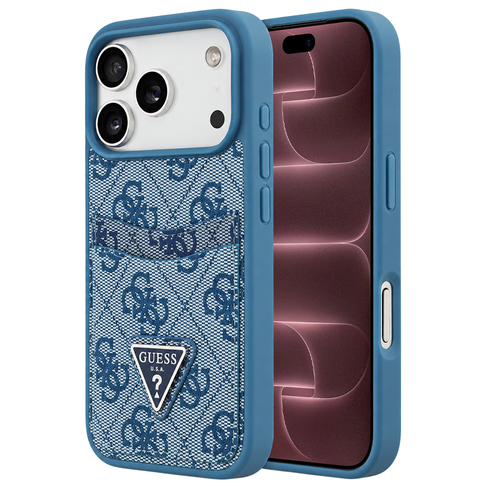 Maska za Apple iPhone 18 Pro Max / 17 Pro Max, Guess, 4G Double Card Triangle, plava