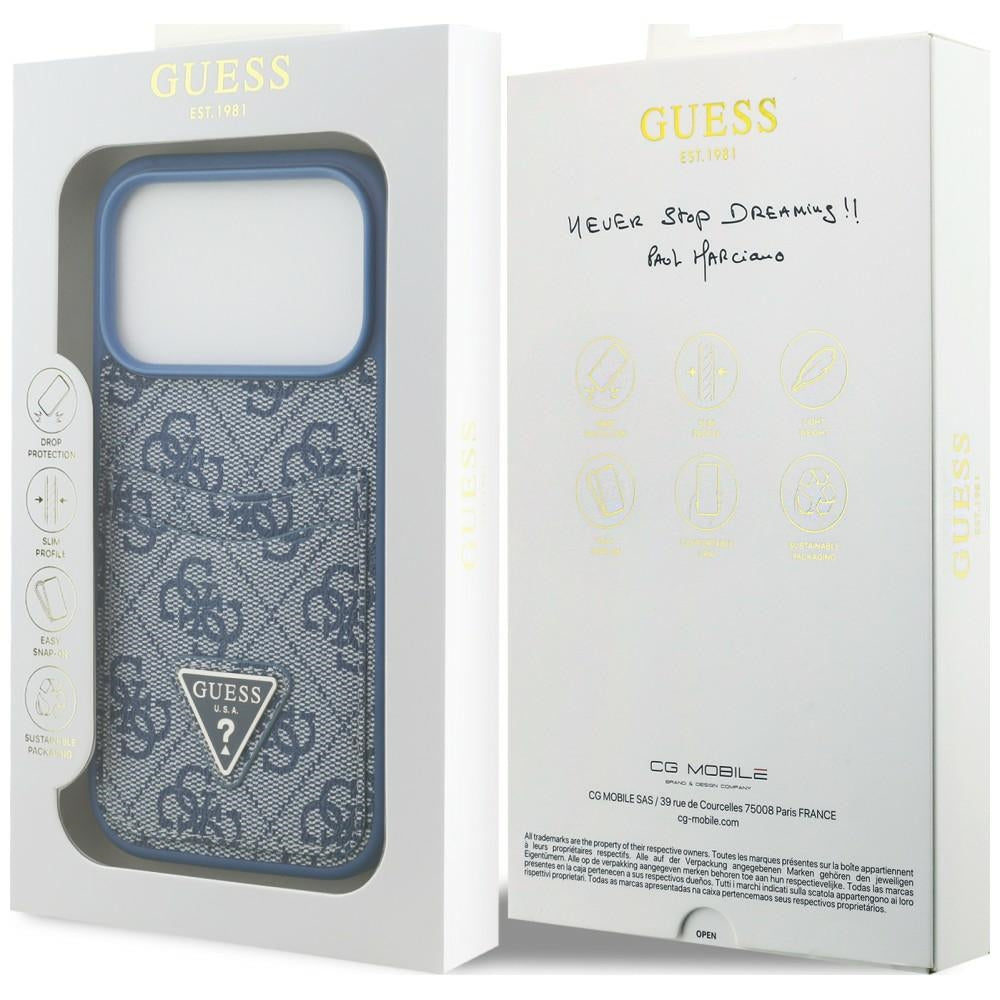 Maska za Apple iPhone 18 Pro Max / 17 Pro Max, Guess, 4G Double Card Triangle, plava