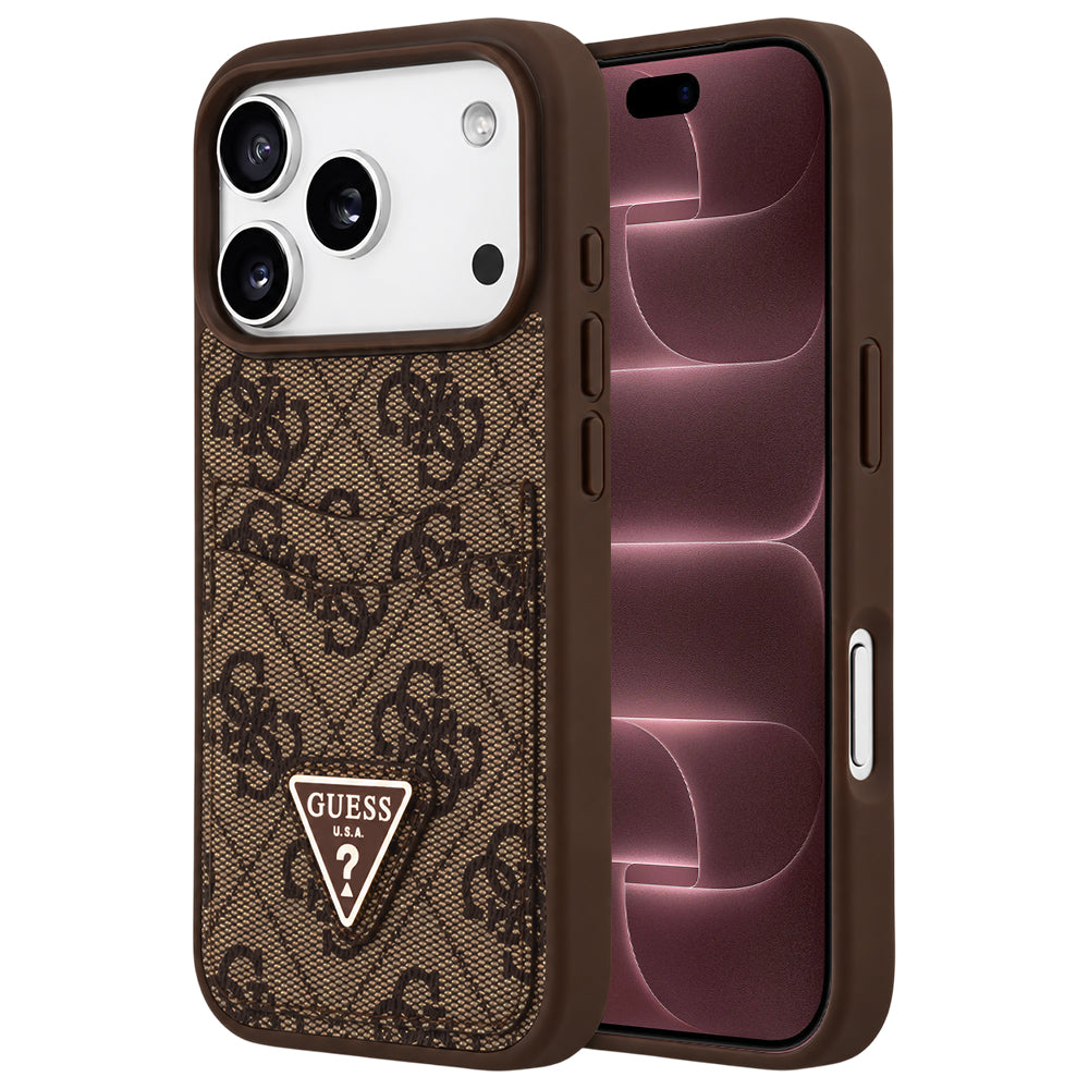 Maska za Apple iPhone 18 Pro Max / 17 Pro Max, Guess, 4G Double Card Triangle, smeđa