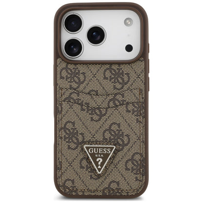 Maska za Apple iPhone 18 Pro Max / 17 Pro Max, Guess, 4G Double Card Triangle, smeđa