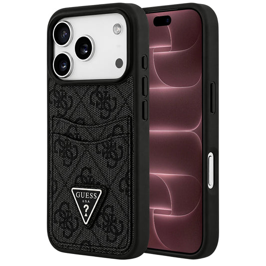 Maska za Apple iPhone 18 Pro Max / 17 Pro Max, Guess, 4G Double Card Triangle, crna
