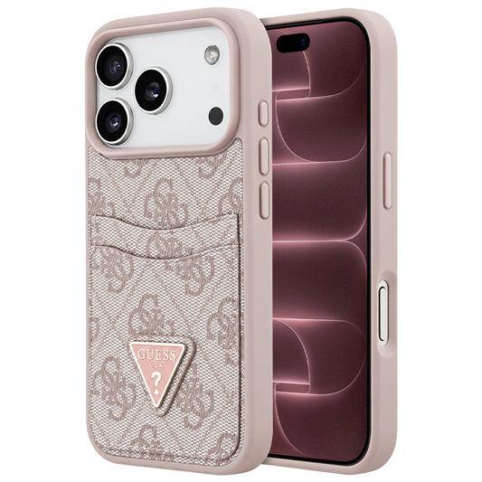 Maska za Apple iPhone 18 Pro Max / 17 Pro Max, Guess, 4G Double Card Triangle, ružičasta