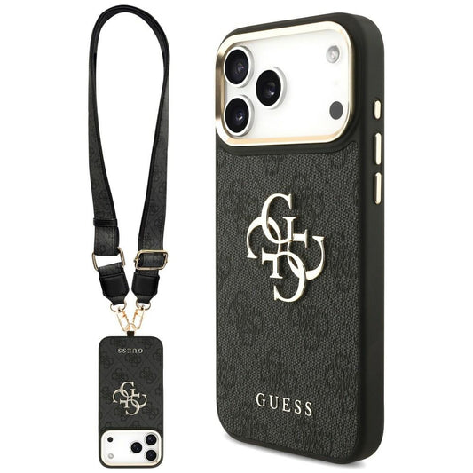 Maska za Apple iPhone 18 Pro Max / 17 Pro Max, Guess, Big 4G Classic Logo & Big Strap Metal Buttons, crna