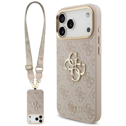 Maska za Apple iPhone 18 Pro Max / 17 Pro Max, Guess, Big 4G Classic Logo & Big Strap Metal Buttons, ružičasta