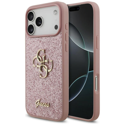 Maska za Apple iPhone 18 Pro Max / 17 Pro Max, Guess, Fixed Glitter Big 4G, Roza