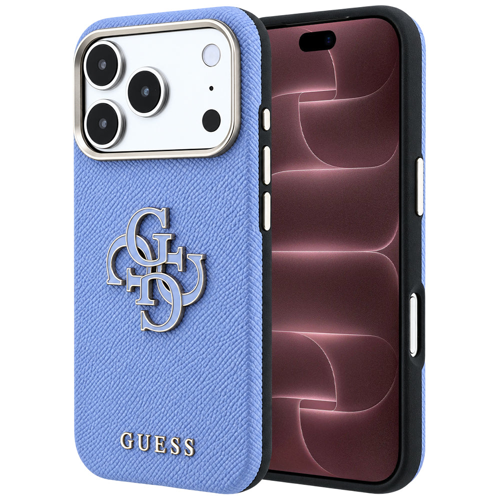 Maska za Apple iPhone 18 Pro Max / 17 Pro Max, Guess, Grained Big Resin Logo, Plava