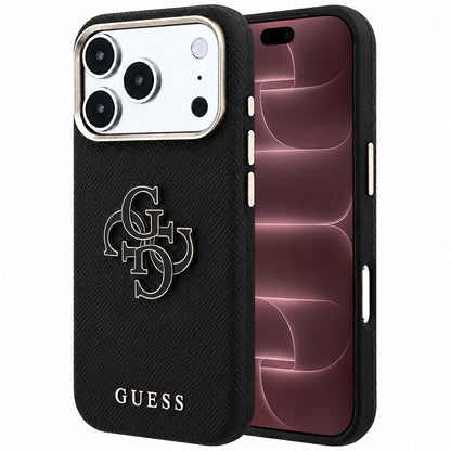 Maska za Apple iPhone 18 Pro Max / 17 Pro Max, Guess, Grained Big Resin Logo, Crna