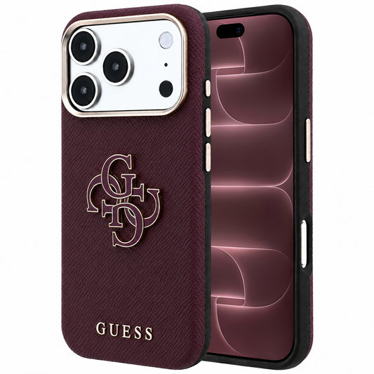 Maska za Apple iPhone 18 Pro Max / 17 Pro Max, Guess, Grained Big Resin Logo, Bordo