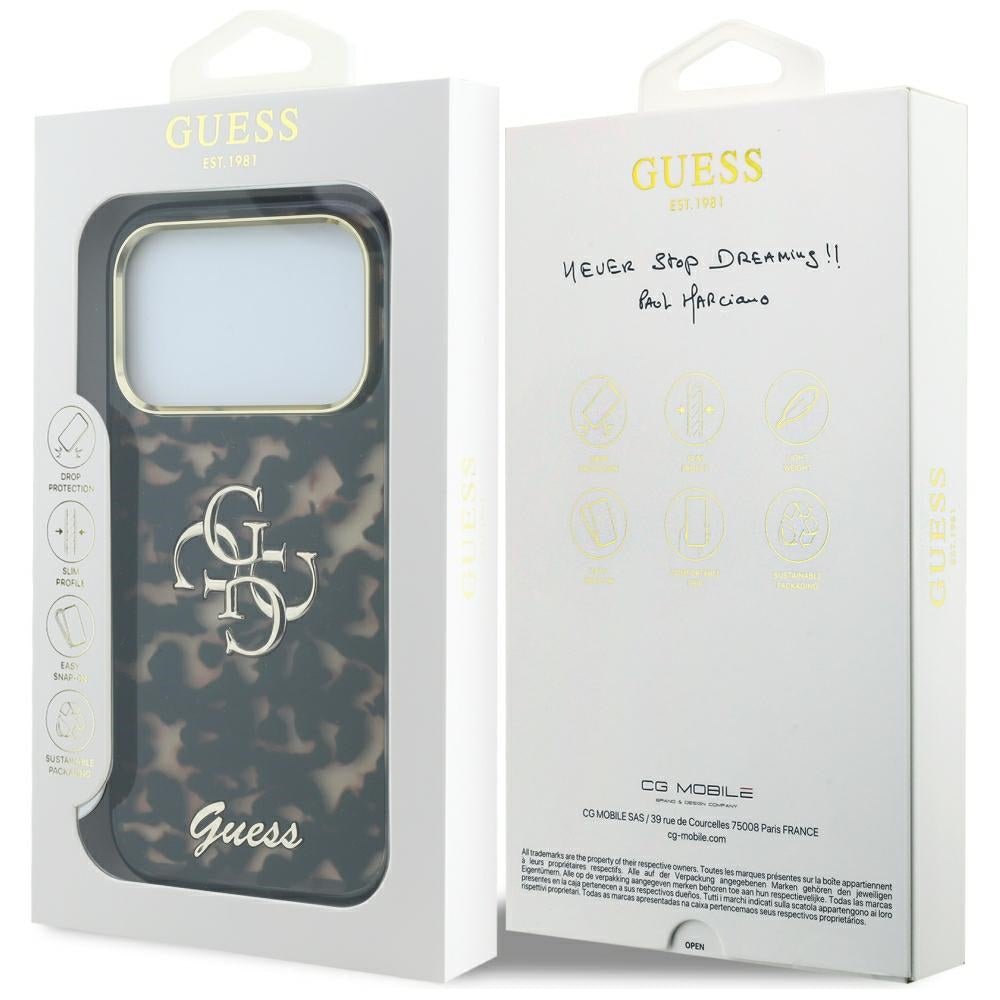 Maska za Apple iPhone 18 Pro Max / 17 Pro Max, Guess, IML 4G Metal Script, Smeđa