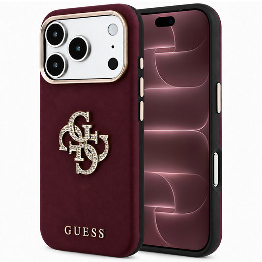 Maska za Apple iPhone 18 Pro Max / 17 Pro Max, Guess, Smooth Big Strass Logo, Bordo