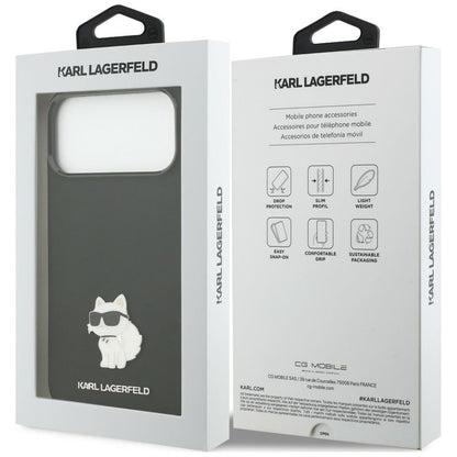 Maska za Apple iPhone 18 Pro Max / 17 Pro Max, Karl Lagerfeld, Choupette Metal Pin, crna
