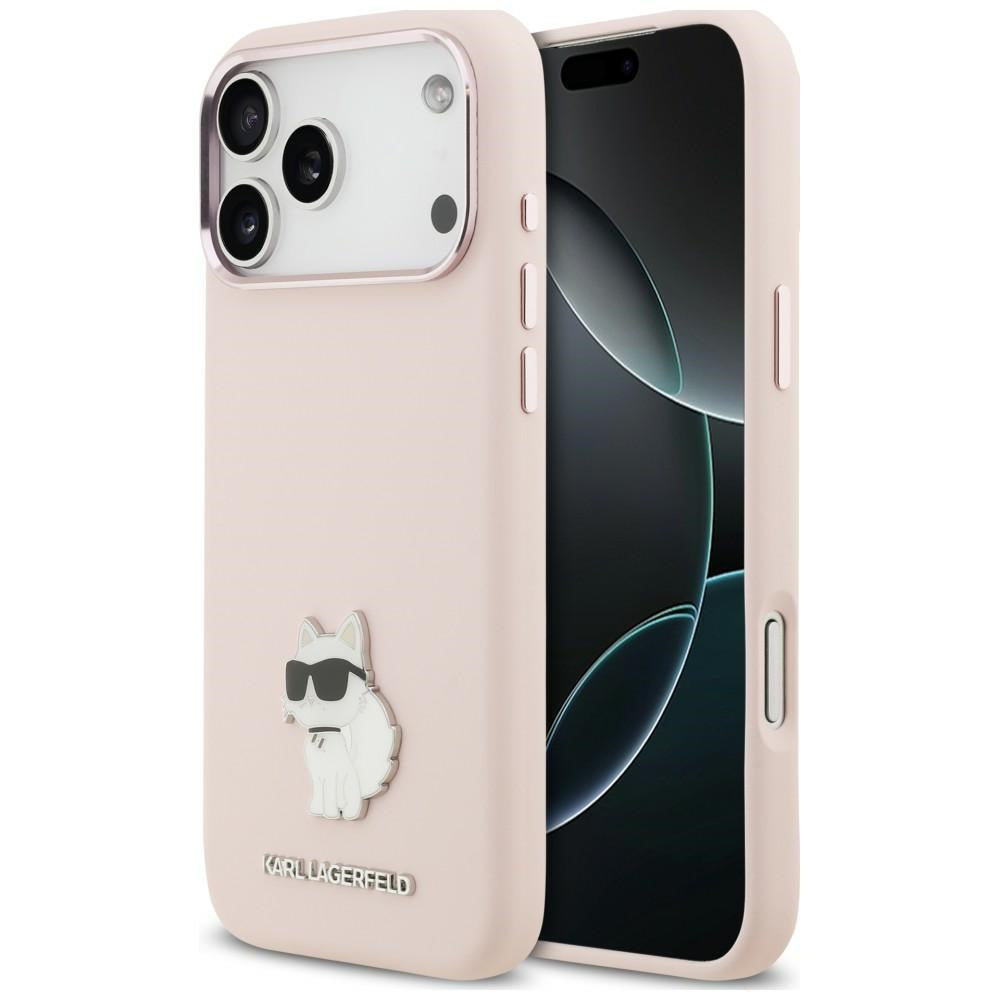 Maska za Apple iPhone 18 Pro Max / 17 Pro Max, Karl Lagerfeld, Choupette Metal Pin, ružičasta