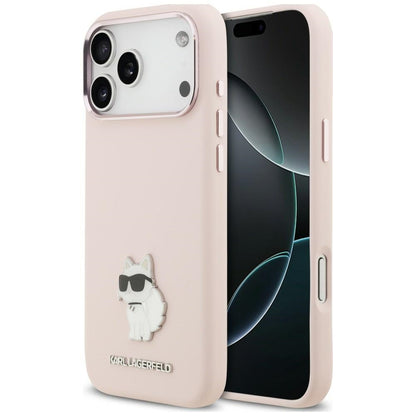 Maska za Apple iPhone 18 Pro Max / 17 Pro Max, Karl Lagerfeld, Choupette Metal Pin, ružičasta
