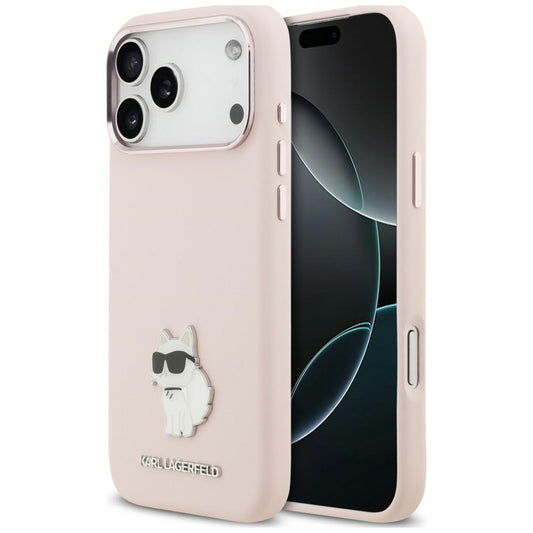 Maska za Apple iPhone 18 Pro Max / 17 Pro Max, Karl Lagerfeld, Choupette Metal Pin, ružičasta