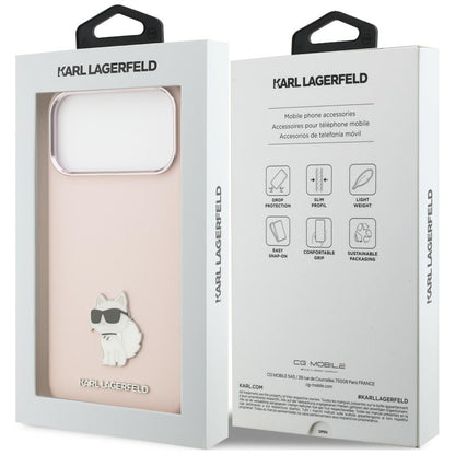 Maska za Apple iPhone 18 Pro Max / 17 Pro Max, Karl Lagerfeld, Choupette Metal Pin, ružičasta