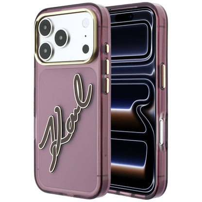 Maska za Apple iPhone 18 Pro Max / 17 Pro Max, Karl Lagerfeld, IML Big Signature Resin Logo Metal Frame, Bordo