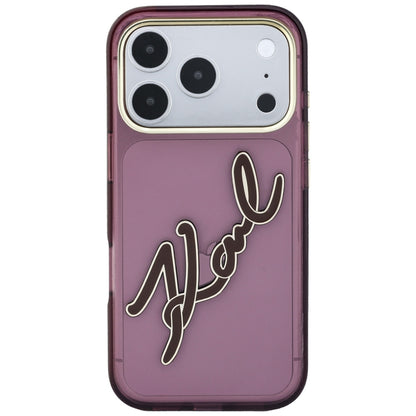 Maska za Apple iPhone 18 Pro Max / 17 Pro Max, Karl Lagerfeld, IML Big Signature Resin Logo Metal Frame, Bordo