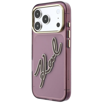 Maska za Apple iPhone 18 Pro Max / 17 Pro Max, Karl Lagerfeld, IML Big Signature Resin Logo Metal Frame, Bordo