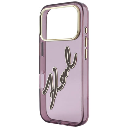 Maska za Apple iPhone 18 Pro Max / 17 Pro Max, Karl Lagerfeld, IML Big Signature Resin Logo Metal Frame, Bordo