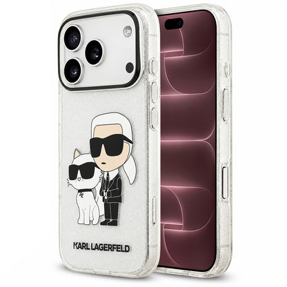 Maska za Apple iPhone 18 Pro Max / 17 Pro Max, Karl Lagerfeld, IML Glitter Karl and Choupette NFT, prozirna