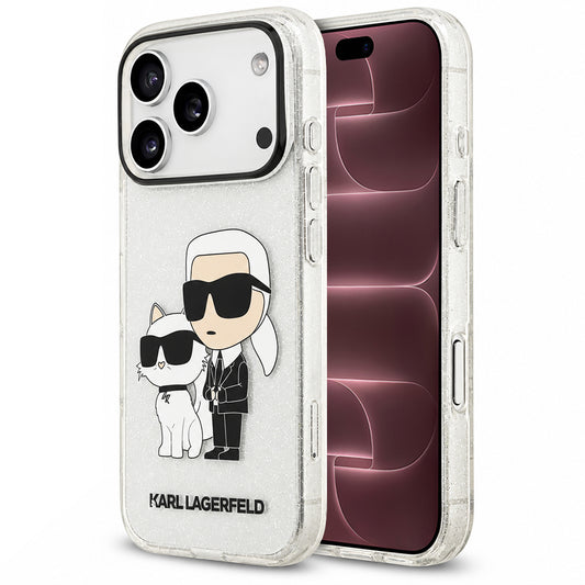Maska za Apple iPhone 18 Pro Max / 17 Pro Max, Karl Lagerfeld, IML Glitter Karl and Choupette NFT, prozirna