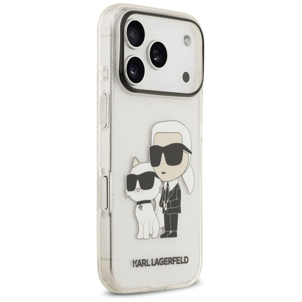 Maska za Apple iPhone 18 Pro Max / 17 Pro Max, Karl Lagerfeld, IML Glitter Karl and Choupette NFT, prozirna