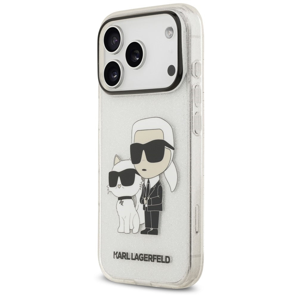 Maska za Apple iPhone 18 Pro Max / 17 Pro Max, Karl Lagerfeld, IML Glitter Karl and Choupette NFT, prozirna