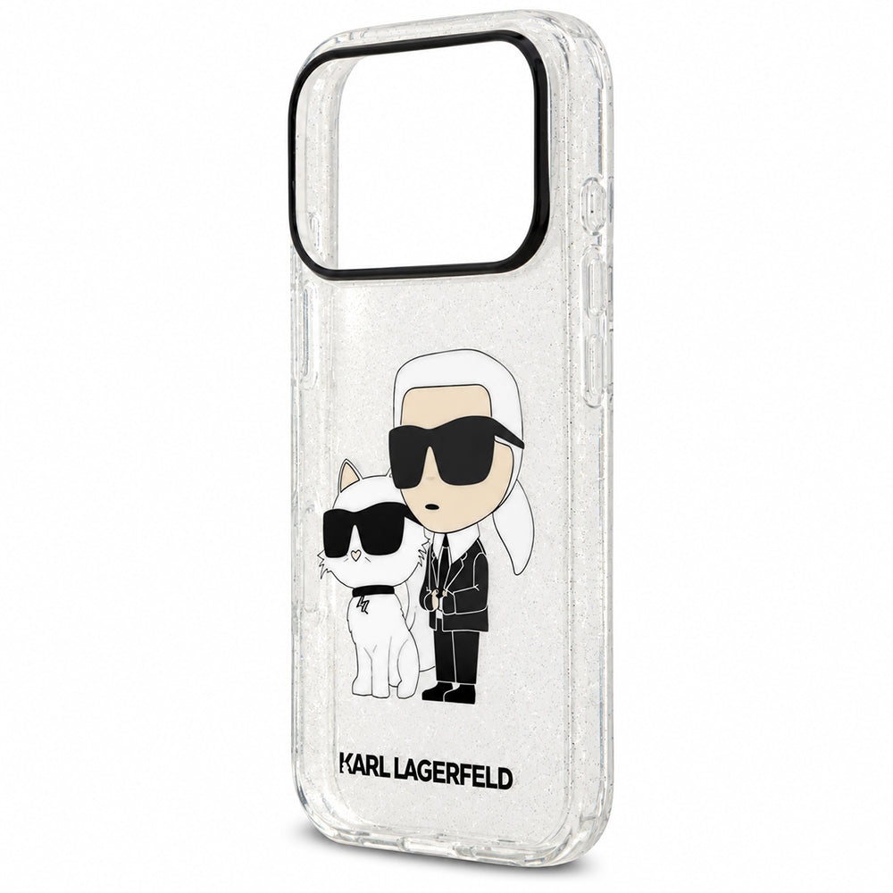 Maska za Apple iPhone 18 Pro Max / 17 Pro Max, Karl Lagerfeld, IML Glitter Karl and Choupette NFT, prozirna