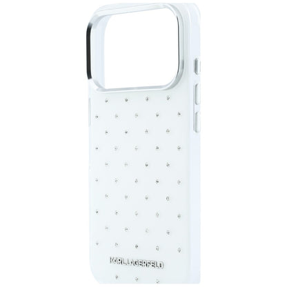 Maska za Apple iPhone 18 Pro Max / 17 Pro Max, Karl Lagerfeld, IML Rhinestones i Elektroplatirani Logo, Bijela