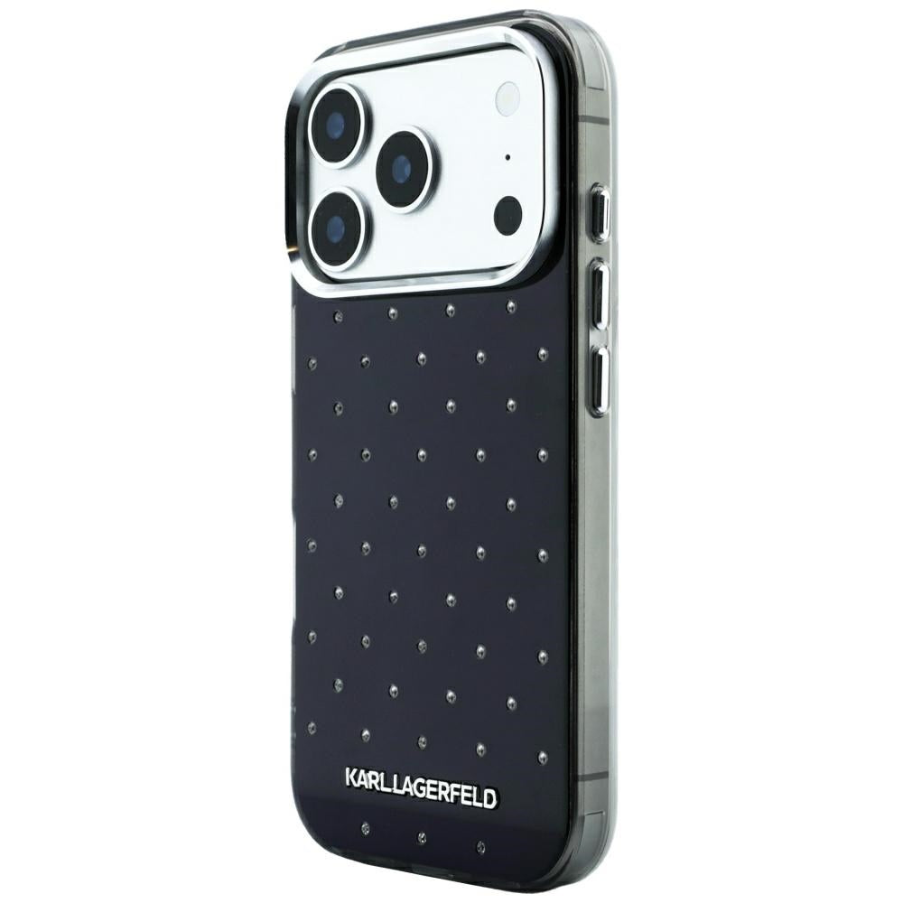 Maska za Apple iPhone 18 Pro Max / 17 Pro Max, Karl Lagerfeld, IML Rhinestones and Electroplated Logo, Crna