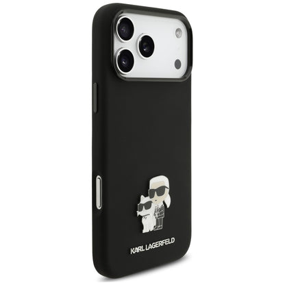 Maska za Apple iPhone 18 Pro Max / 17 Pro Max, Karl Lagerfeld, Karl & Choupette Metal Pin, crna