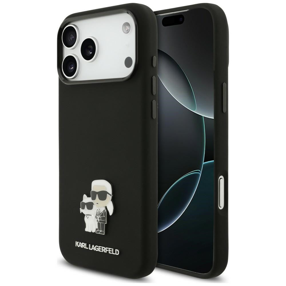 Maska za Apple iPhone 18 Pro Max / 17 Pro Max, Karl Lagerfeld, Karl & Choupette Metal Pin, crna
