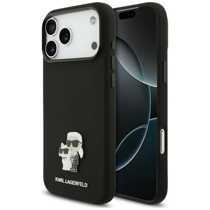 Maska za Apple iPhone 18 Pro Max / 17 Pro Max, Karl Lagerfeld, Karl & Choupette Metal Pin, crna