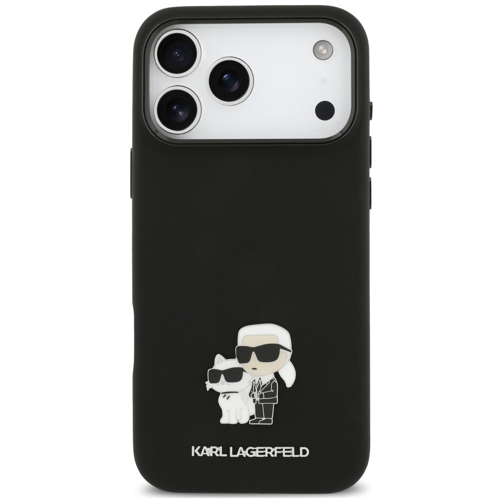 Maska za Apple iPhone 18 Pro Max / 17 Pro Max, Karl Lagerfeld, Karl & Choupette Metal Pin, crna