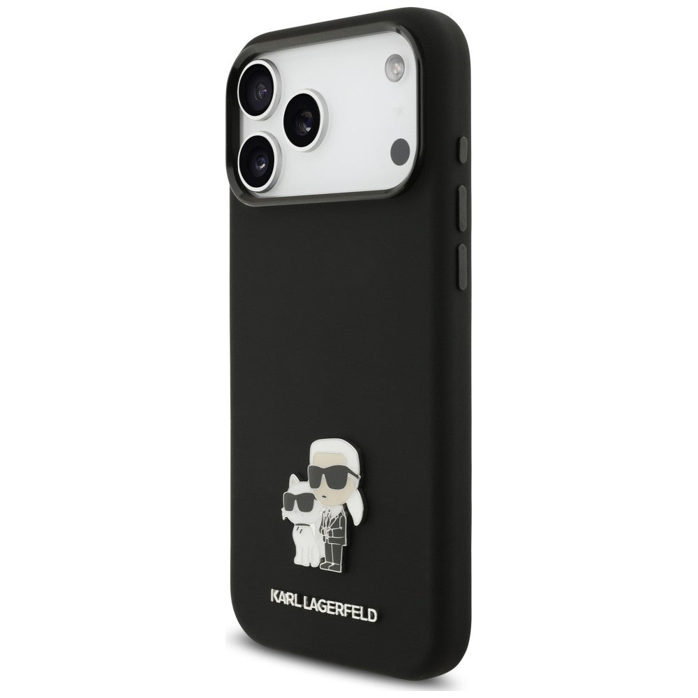 Maska za Apple iPhone 18 Pro Max / 17 Pro Max, Karl Lagerfeld, Karl & Choupette Metal Pin, crna