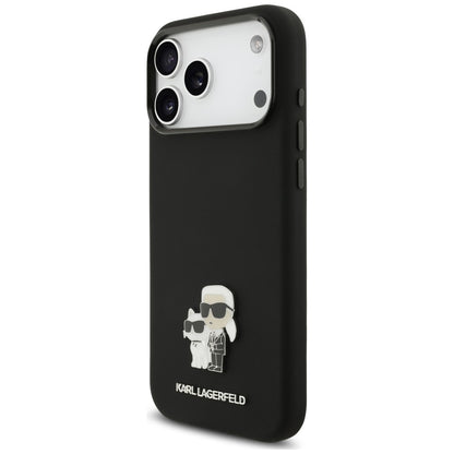 Maska za Apple iPhone 18 Pro Max / 17 Pro Max, Karl Lagerfeld, Karl & Choupette Metal Pin, crna