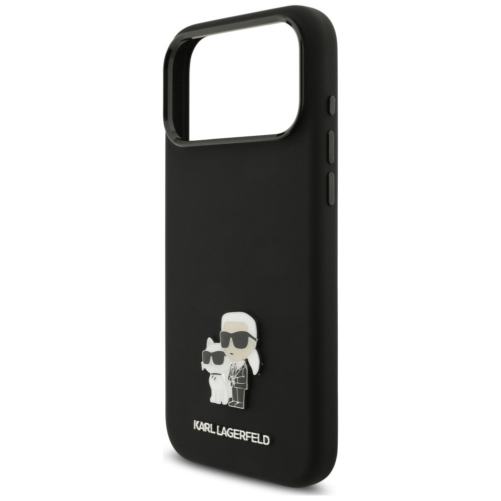 Maska za Apple iPhone 18 Pro Max / 17 Pro Max, Karl Lagerfeld, Karl & Choupette Metal Pin, crna