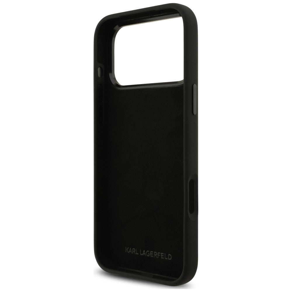Maska za Apple iPhone 18 Pro Max / 17 Pro Max, Karl Lagerfeld, Karl & Choupette Metal Pin, crna