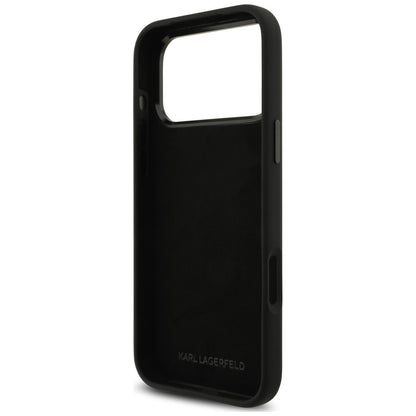 Maska za Apple iPhone 18 Pro Max / 17 Pro Max, Karl Lagerfeld, Karl & Choupette Metal Pin, crna