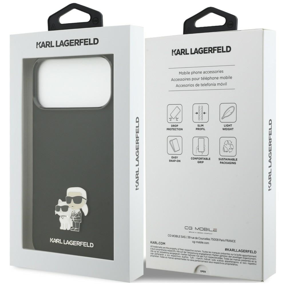 Maska za Apple iPhone 18 Pro Max / 17 Pro Max, Karl Lagerfeld, Karl & Choupette Metal Pin, crna