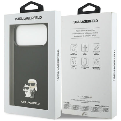 Maska za Apple iPhone 18 Pro Max / 17 Pro Max, Karl Lagerfeld, Karl & Choupette Metal Pin, crna