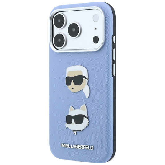 Maska za Apple iPhone 18 Pro Max / 17 Pro Max, Karl Lagerfeld, Saffiano s Karl & Choupette glavom i logotipom, Plava