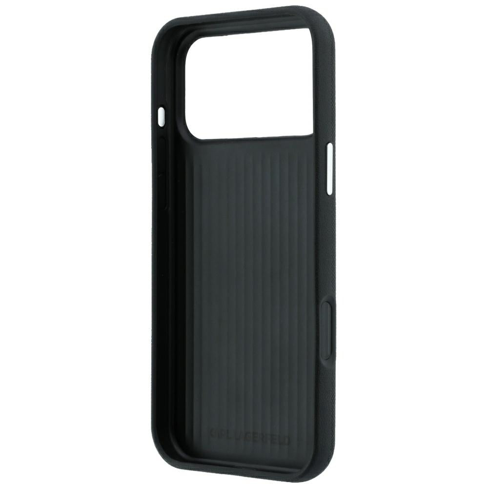 Maska za Apple iPhone 18 Pro Max / 17 Pro Max, Karl Lagerfeld, Saffiano s Karl & Choupette glavom i logotipom, Crna